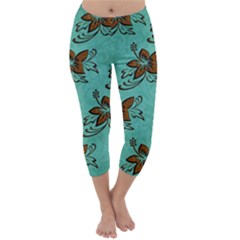Chocolate Background Floral Pattern Capri Winter Leggings  by Nexatart