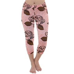 Chocolate Background Floral Pattern Capri Winter Leggings  by Nexatart