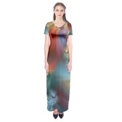 Evidence Of Angels Short Sleeve Maxi Dress by WolfepawFractals