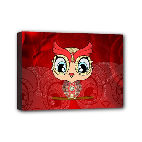 Cute Colorful  Owl, Mandala Design Mini Canvas 7  X 5  by FantasyWorld7