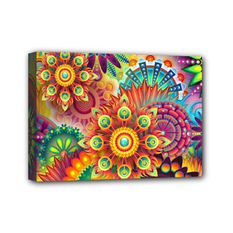 Colorful Abstract Pattern Kaleidoscope Mini Canvas 7  X 5  by paulaoliveiradesign