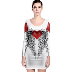 Angel Heart Tattoo Long Sleeve Bodycon Dress by Valentinaart