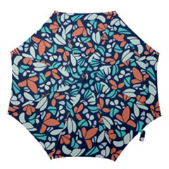 Blue Tossed Flower Floral Hook Handle Umbrellas (small) by Mariart