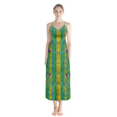 Rainbows Rain In The Golden Mangrove Forest Button Up Chiffon Maxi Dress by pepitasart