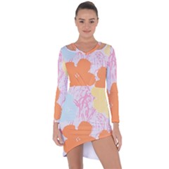 Flower Sunflower Floral Pink Orange Beauty Blue Yellow Asymmetric Cut-out Shift Dress by Mariart