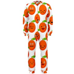 Seamless Background Orange Emotions Illustration Face Smile  Mask Fruits Onepiece Jumpsuit (men)  by Mariart