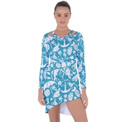 Summer Icons Toss Pattern Asymmetric Cut-out Shift Dress by Mariart