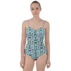 Skull Skeleton Repeat Pattern Subtle Rib Cages Bone Monster Halloween Sweetheart Tankini Set by Mariart