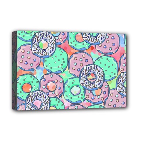 Donuts Pattern Deluxe Canvas 18  X 12   by ValentinaDesign
