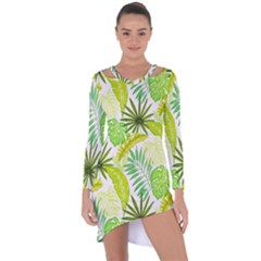 Amazon Forest Natural Green Yellow Leaf Asymmetric Cut-out Shift Dress by Mariart