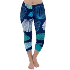 Mega Menu Seashells Capri Winter Leggings  by Mariart