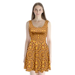 Golden Mandalas Pattern Split Back Mini Dress  by linceazul