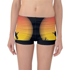 Horse Cowboy Sunset Western Riding Reversible Boyleg Bikini Bottoms by Nexatart