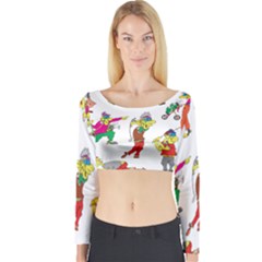Golfers Athletes Long Sleeve Crop Top by Nexatart