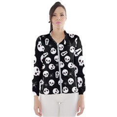 Skull, Spider And Chest  - Halloween Pattern Wind Breaker (women) by Valentinaart