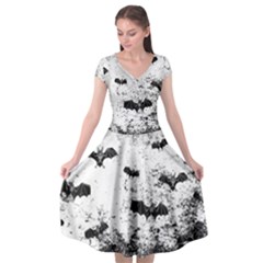Vintage Halloween Bat Pattern Cap Sleeve Wrap Front Dress by Valentinaart