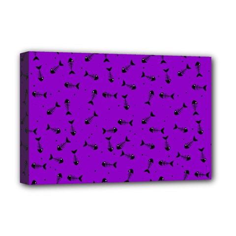 Fish Bones Pattern Deluxe Canvas 18  X 12   by ValentinaDesign