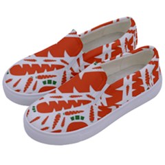 Carrots Fruit Vegetable Orange Kids  Canvas Slip Ons by Mariart
