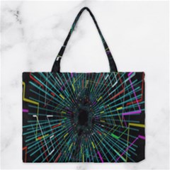 Colorful Geometric Electrical Line Block Grid Zooming Movement Medium Tote Bag by Mariart