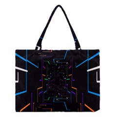 Seamless 3d Animation Digital Futuristic Tunnel Path Color Changing Geometric Electrical Line Zoomin Medium Tote Bag by Mariart