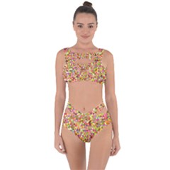 Multicolored Mixcolor Geometric Pattern Bandaged Up Bikini Set  by paulaoliveiradesign