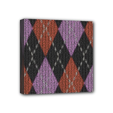 Knit Geometric Plaid Fabric Pattern Mini Canvas 4  X 4  by paulaoliveiradesign