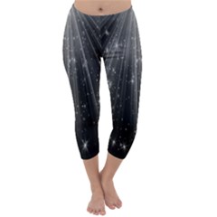 Black Rays Light Stars Space Capri Winter Leggings  by Mariart
