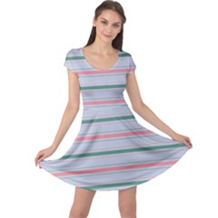 Horizontal Line Green Pink Gray Cap Sleeve Dress by Mariart