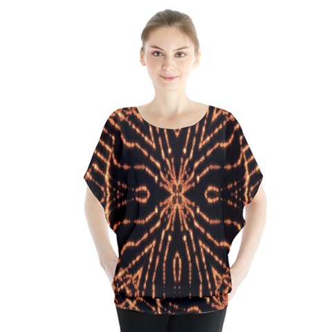 Golden Fire Pattern Polygon Space Blouse by Mariart