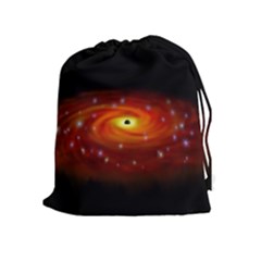 Space Galaxy Black Sun Drawstring Pouches (extra Large) by Mariart