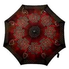 The Celtic Knot With Floral Elements Hook Handle Umbrellas (small) by FantasyWorld7