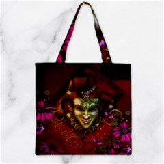 Wonderful Venetian Mask With Floral Elements Zipper Grocery Tote Bag by FantasyWorld7