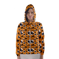 Pattern Halloween Black Cat Hissing Hooded Wind Breaker (women) by iCreate