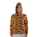 Pattern Halloween Black Cat Hissing Hooded Wind Breaker (Women) View1