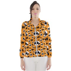Pattern Halloween Black Cat Hissing Wind Breaker (women) by iCreate