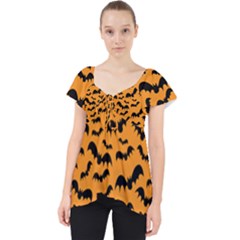 Pattern Halloween Bats  Icreate Lace Front Dolly Top by iCreate