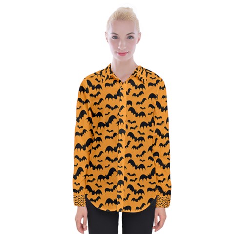 Pattern Halloween Bats  Icreate Womens Long Sleeve Shirt by iCreate
