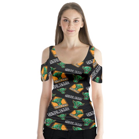 Halloween Ghoul Zone Icreate Butterfly Sleeve Cutout Tee  by iCreate