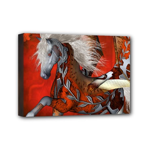 Awesome Steampunk Horse With Wings Mini Canvas 7  X 5  by FantasyWorld7