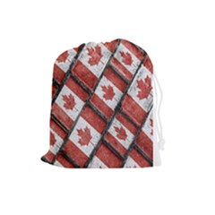 Canadian Flag Motif Pattern Drawstring Pouches (large)  by dflcprints