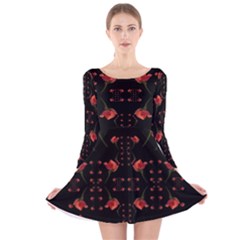 Roses From The Fantasy Garden Long Sleeve Velvet Skater Dress by pepitasart