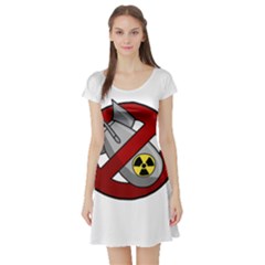 No Nuclear Weapons Short Sleeve Skater Dress by Valentinaart