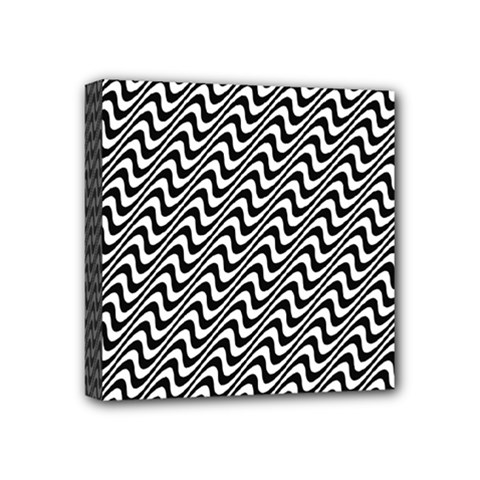 Black And White Waves Illusion Pattern Mini Canvas 4  X 4  by paulaoliveiradesign