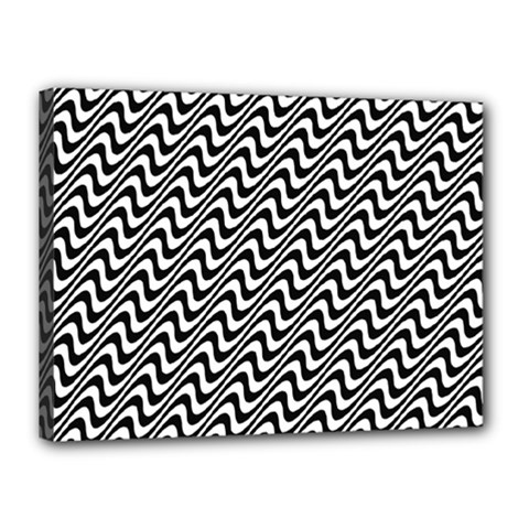 Black And White Waves Illusion Pattern Canvas 16  X 12  by paulaoliveiradesign