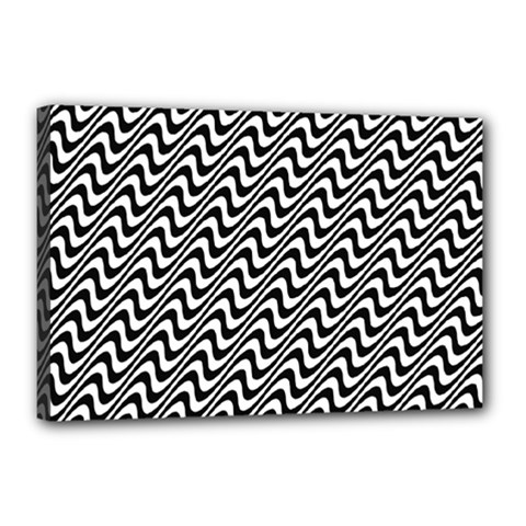 Black And White Waves Illusion Pattern Canvas 18  X 12  by paulaoliveiradesign