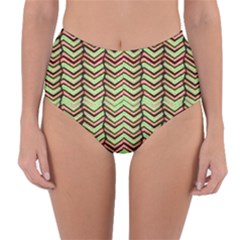 Zig Zag Multicolored Ethnic Pattern Reversible High-waist Bikini Bottoms by dflcprintsclothing