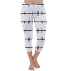 Barbed Wire Brown Capri Winter Leggings  by Mariart