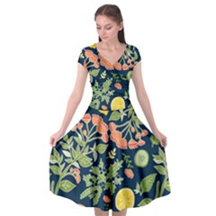 Summer Fruite Orange Lemmon Tomato Cap Sleeve Wrap Front Dress by Mariart