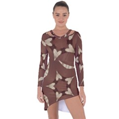 Chocolate Brown Kaleidoscope Design Star Asymmetric Cut-out Shift Dress by yoursparklingshop
