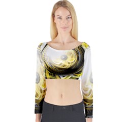 Incredible Eye Of A Yellow Construction Robot Long Sleeve Crop Top by jayaprime